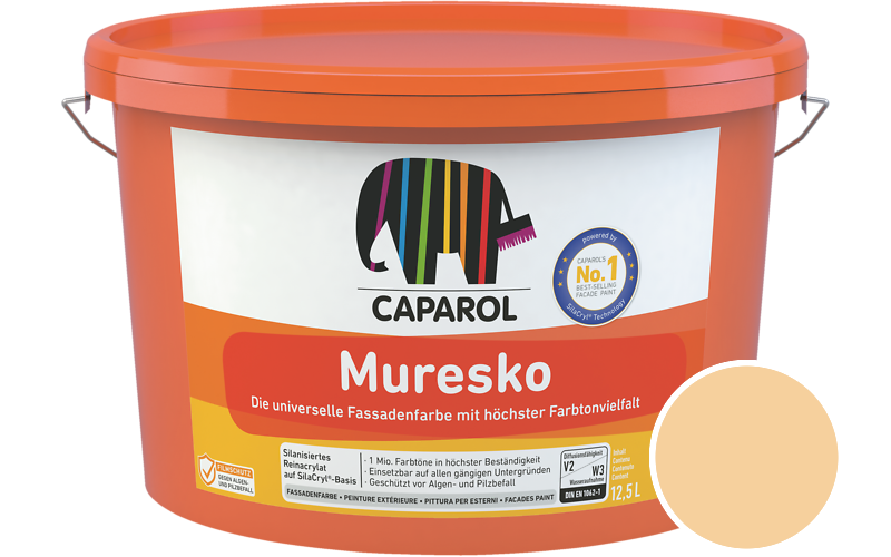 Caparol Muresko 2,5L Fassadenfarbe / Getnt im Farbton Aprikose 15
