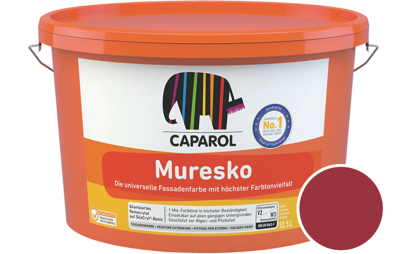 Caparol Muresko 5L Fassadenfarbe / Getnt im Farbton Barolo 125