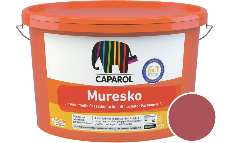 Caparol Muresko 1,25L Fassadenfarbe / Getnt im Farbton Barolo 130