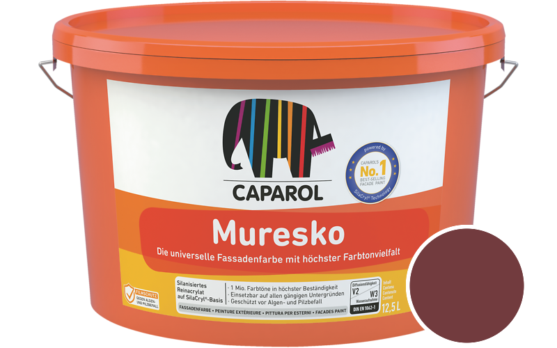 Caparol Muresko 1,25L Fassadenfarbe / Getnt im Farbton Barolo 65