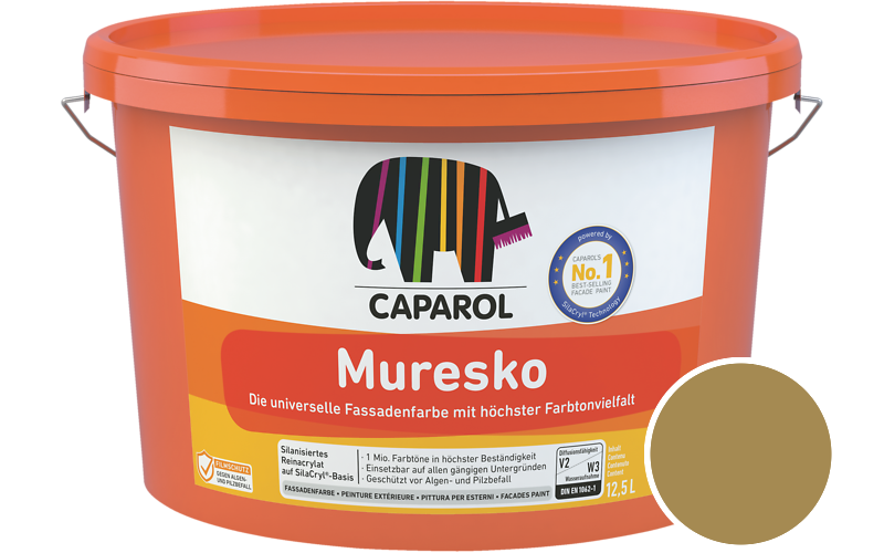 Caparol Muresko 5L Fassadenfarbe / Getnt im Farbton Curcuma 40