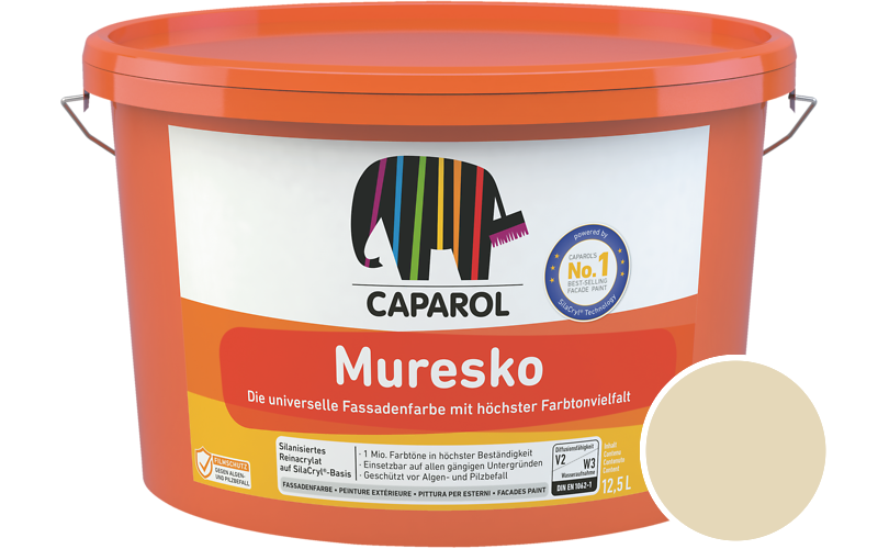 Caparol Muresko 5L Fassadenfarbe / Getnt im Farbton Curry 50