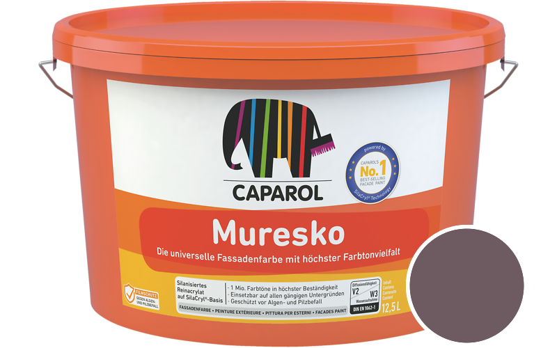 Caparol Muresko 1,25L Fassadenfarbe / Getnt im Farbton Flamenco 65