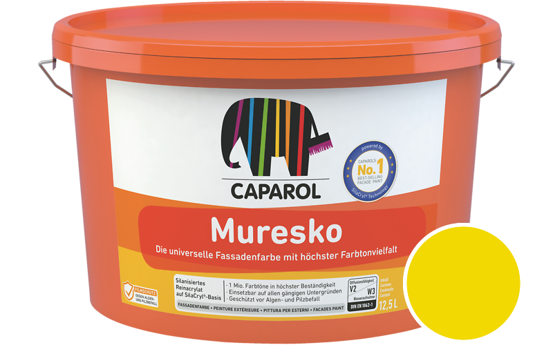 Caparol Muresko 1,25L Fassadenfarbe / Getnt im Farbton Gelb Asi/syf