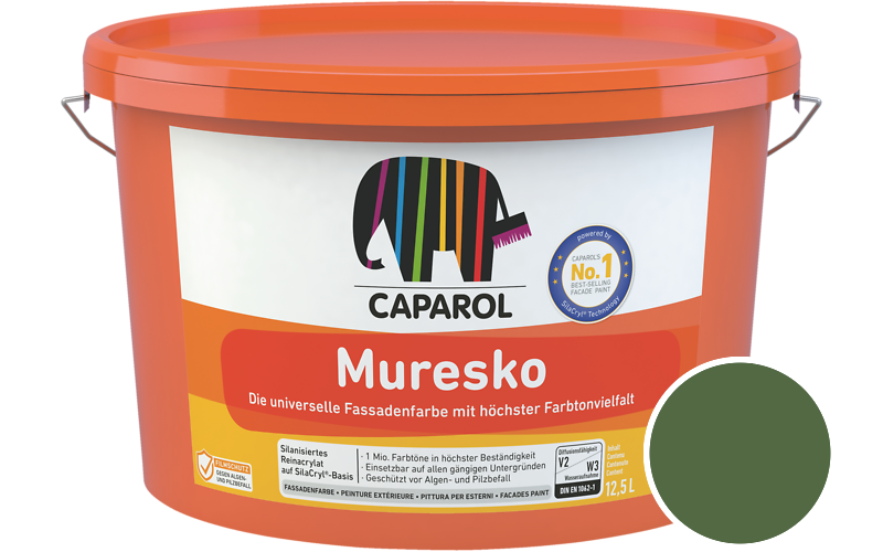 Caparol Muresko 5L Fassadenfarbe / Getnt im Farbton Grn Asi/syf
