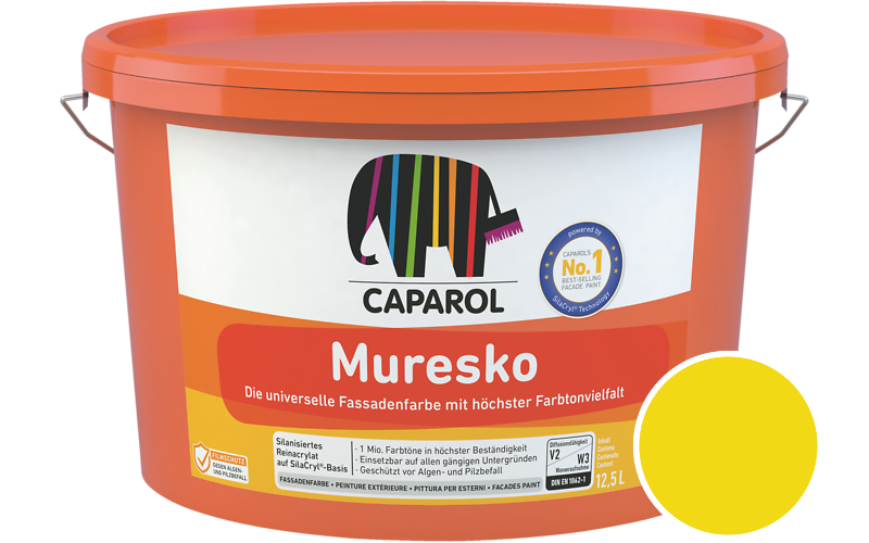 Caparol Muresko 1,25L Fassadenfarbe / Getnt im Farbton Grngelb Ava