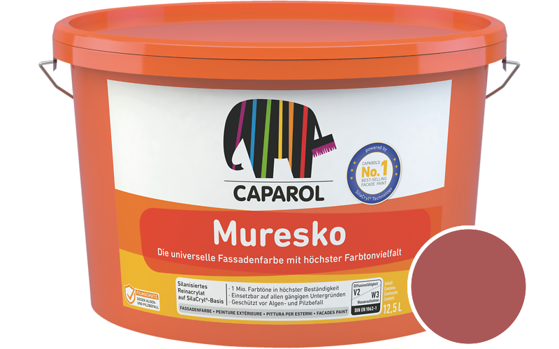 Caparol Muresko 1,25L Fassadenfarbe / Getnt im Farbton Korall 160