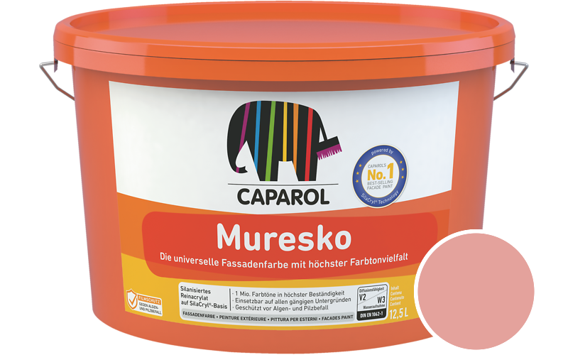 Caparol Muresko 2,5L Fassadenfarbe / Getnt im Farbton Korall 180