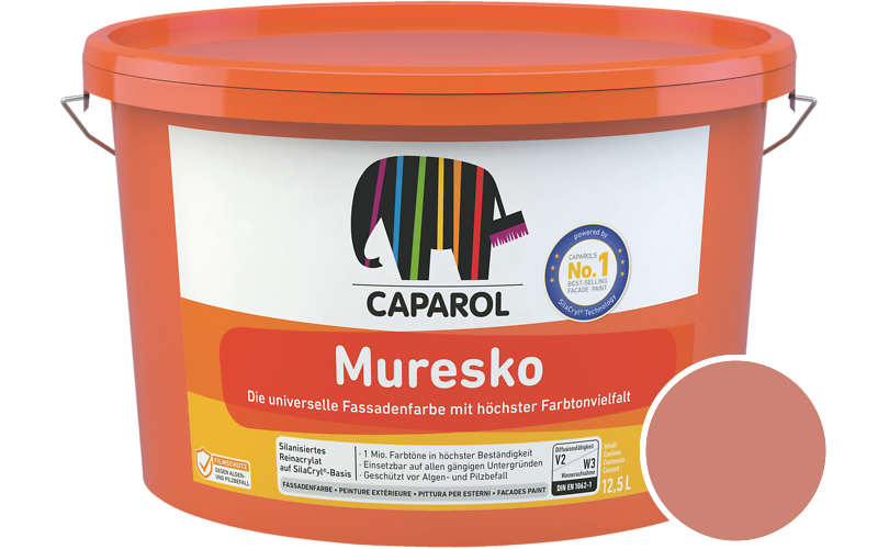 Caparol Muresko 2,5L Fassadenfarbe / Getnt im Farbton Magma 135