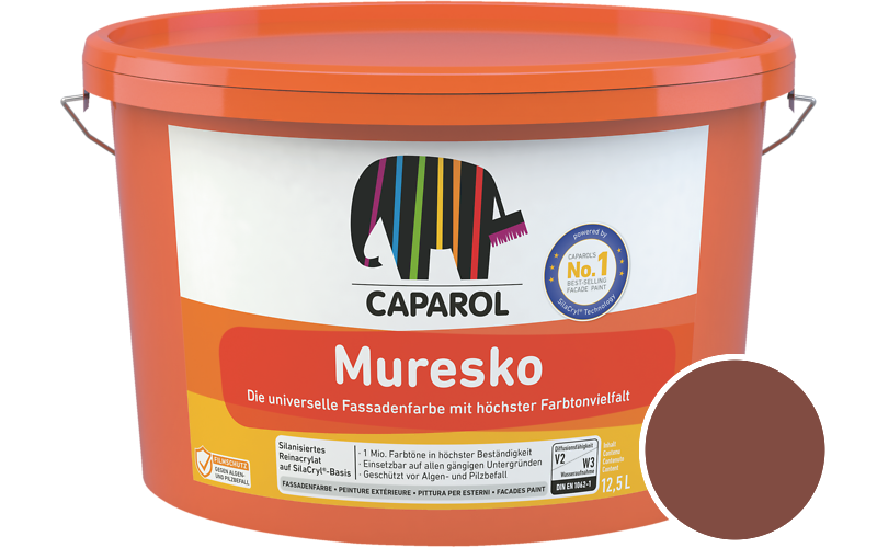 Caparol Muresko 1,25L Fassadenfarbe / Getnt im Farbton Magma 65