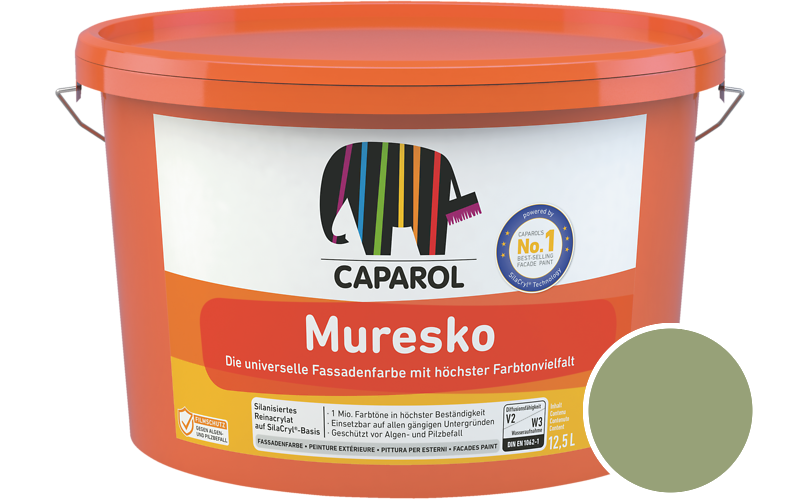 Caparol Muresko 1,25L Fassadenfarbe / Getnt im Farbton Moos 70