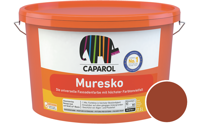 Caparol Muresko 12,5L Fassadenfarbe / Getnt im Farbton Oxidorange Asi/syf