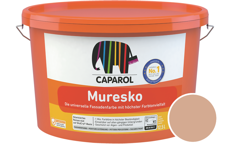 Caparol Muresko 5L Fassadenfarbe / Getnt im Farbton Papaya 80