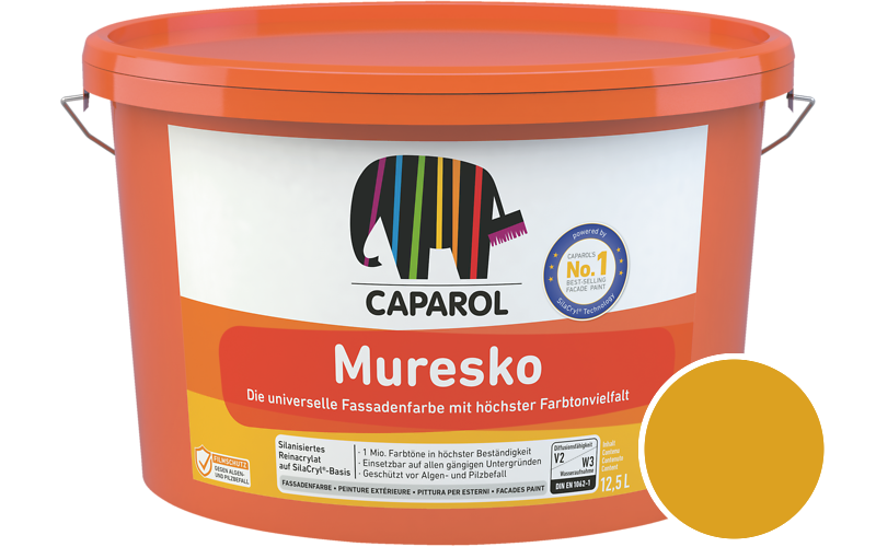 Caparol Muresko 1,25L Fassadenfarbe / Getnt im Farbton RAL 1004 Goldgelb