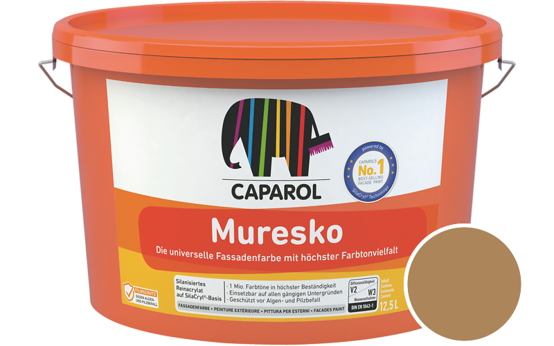 Caparol Muresko 12,5L Fassadenfarbe / Getnt im Farbton RAL 1011 Braunbeige