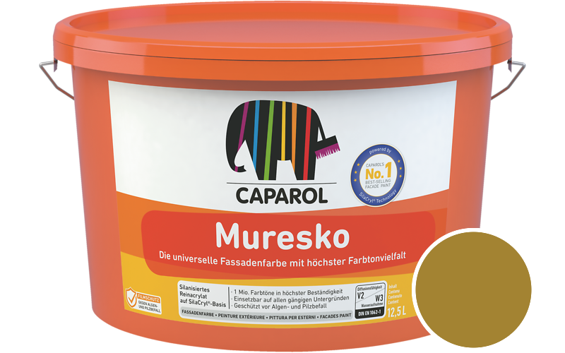 Caparol Muresko 5L Fassadenfarbe / Getnt im Farbton RAL 1027 Currygelb