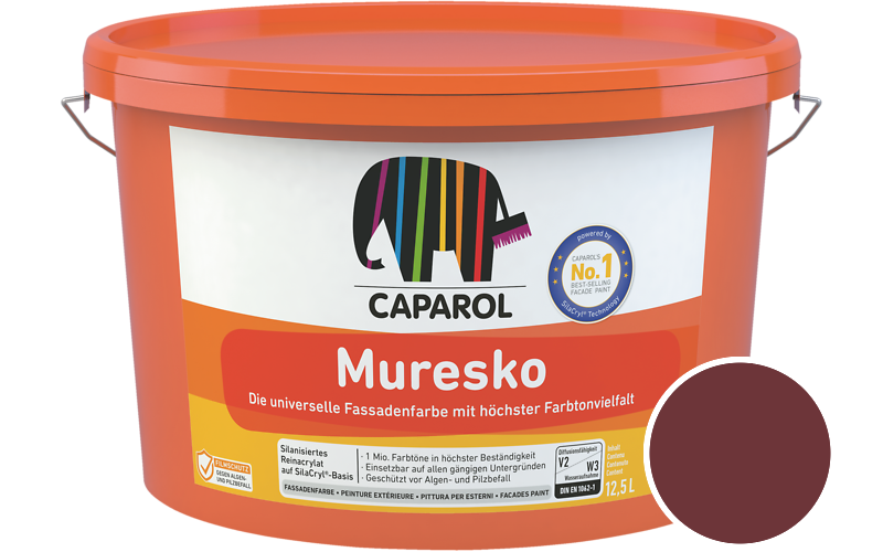 Caparol Muresko 7,5L Fassadenfarbe / Getnt im Farbton RAL 3004 Purpurrot
