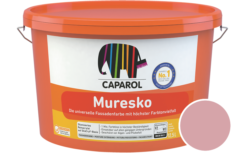 Caparol Muresko 5L Fassadenfarbe / Getnt im Farbton RAL 3015 Hellrosa
