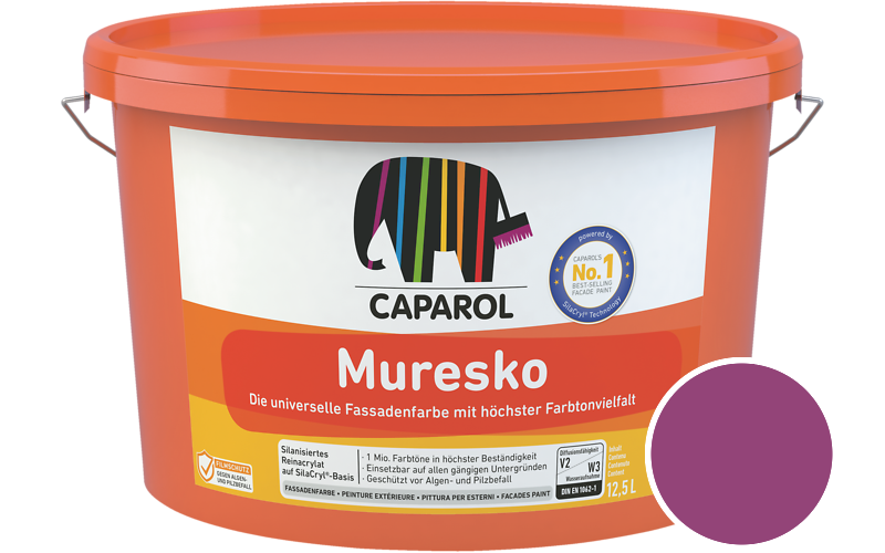 Caparol Muresko 5L Fassadenfarbe / Getnt im Farbton RAL 4006 Verkehrspurpur