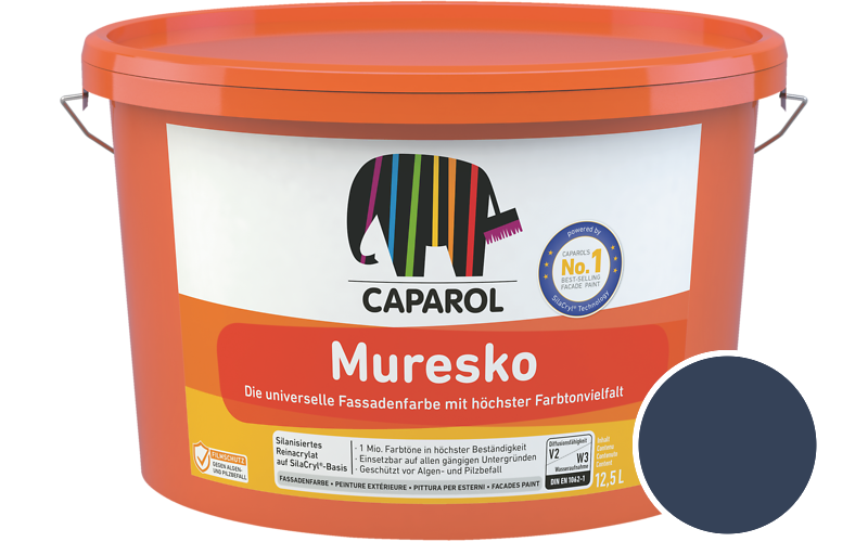Caparol Muresko 2,5L Fassadenfarbe / Getnt im Farbton RAL 5003 Saphirblau
