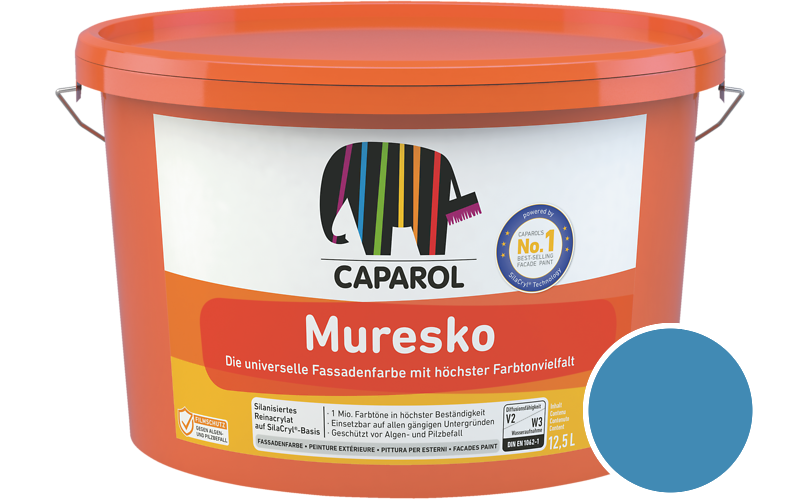 Caparol Muresko 2,5L Fassadenfarbe / Getnt im Farbton RAL 5012 Lichtblau