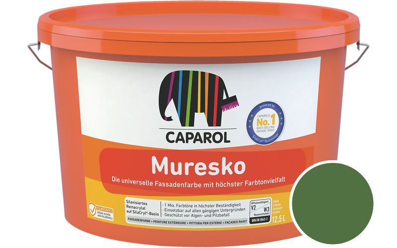 Caparol Muresko 5L Fassadenfarbe / Getnt im Farbton RAL 6010 Grasgrn