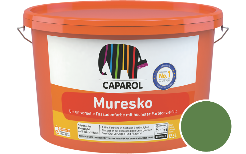 Caparol Muresko 12,5L Fassadenfarbe / Getnt im Farbton RAL 6017 Maigrn