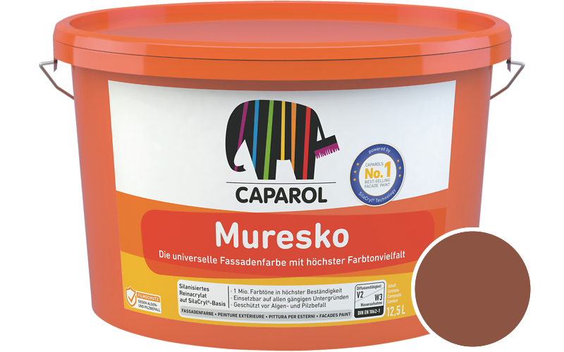 Caparol Muresko 1,25L Fassadenfarbe / Getnt im Farbton RAL 8004 Kupferbraun