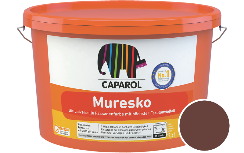 Caparol Muresko 5L Fassadenfarbe / Getnt im Farbton RAL 8012 Rotbraun