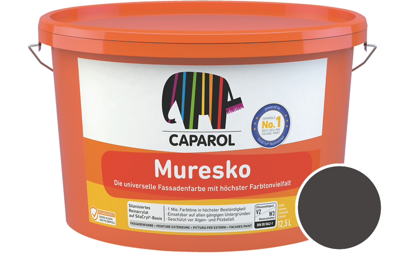 Caparol Muresko 5L Fassadenfarbe / Getnt im Farbton RAL 8019 Graubraun