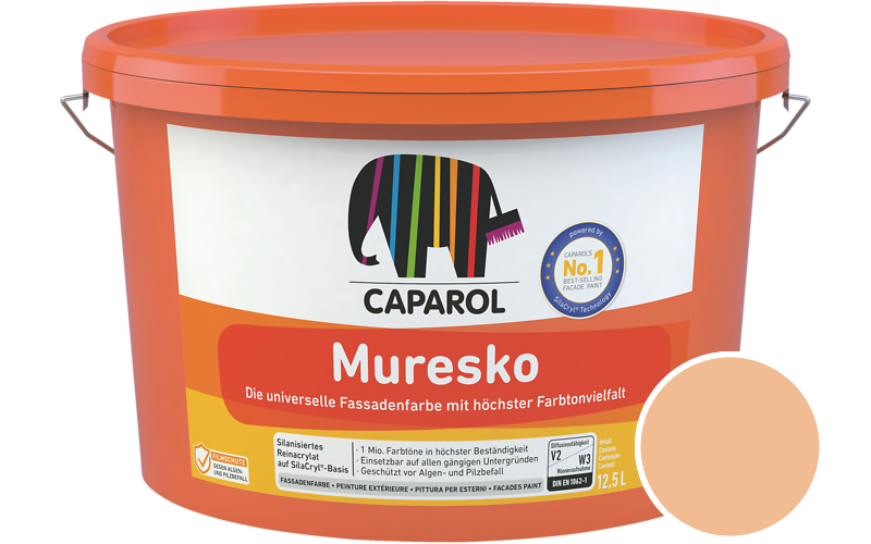 Caparol Muresko 5L Fassadenfarbe / Getnt im Farbton Sanddorn 14