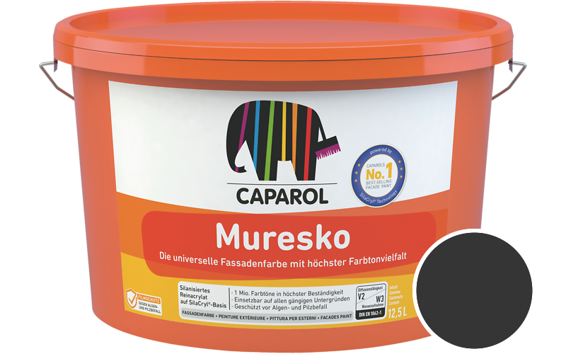 Caparol Muresko 5L Fassadenfarbe / Getnt im Farbton Schwarz Ava