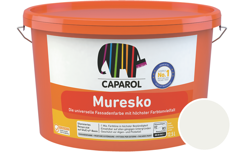 Caparol Muresko 12,5L Fassadenfarbe / Getnt im Farbton Verkehrsweiss