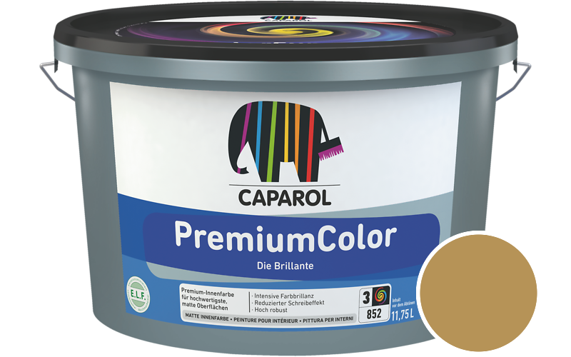 Caparol PremiumColor 2,5L Innenfarbe / Getnt im Farbton RAL 1024 Ockergelb