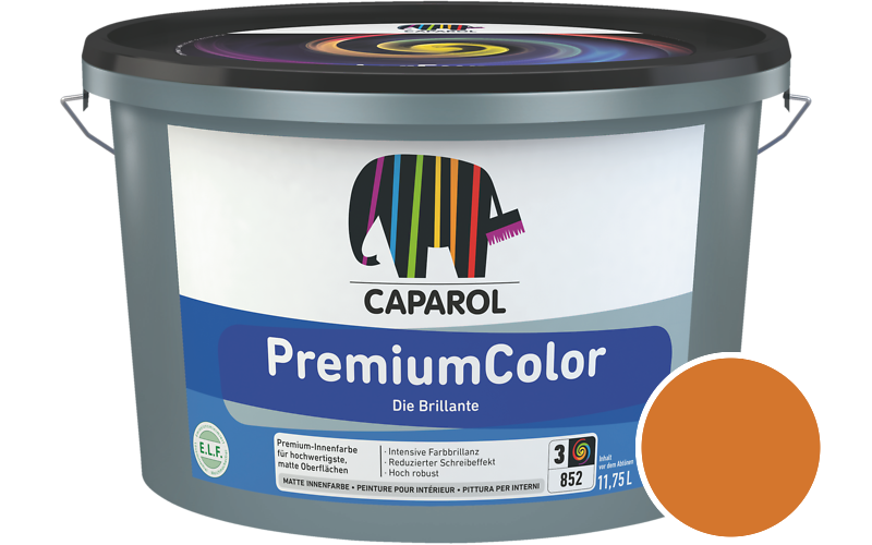Caparol PremiumColor 2,5L Innenfarbe / Getnt im Farbton RAL 2000 Gelborange