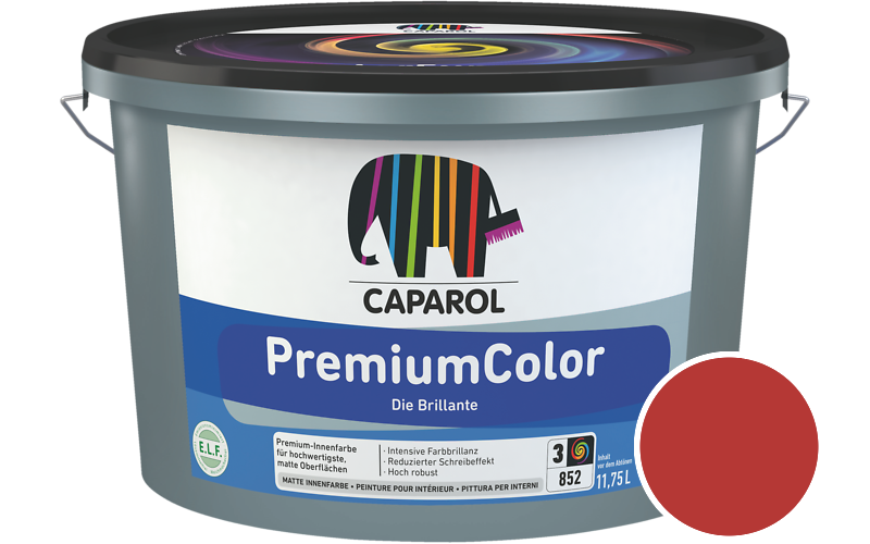 Caparol PremiumColor 2,5L Innenfarbe / Getnt im Farbton RAL 3020 Verkehrsrot