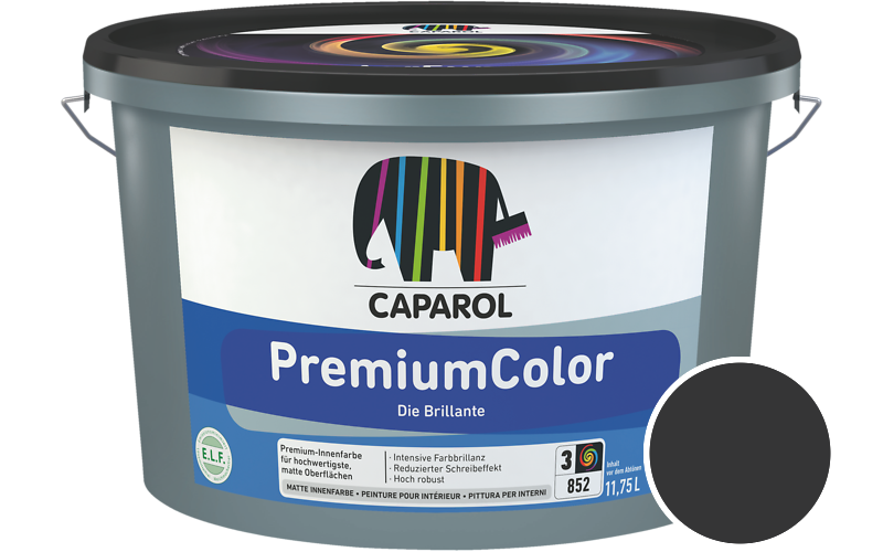 Caparol PremiumColor 2,5L Innenfarbe / Getnt im Farbton Schwarz Ava