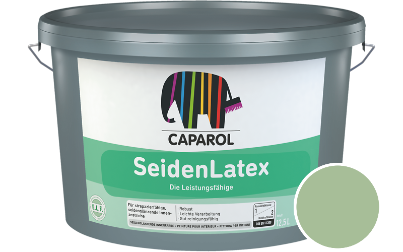 Caparol SeidenLatex 5L Latexfarbe / Getnt im Farbton Agave 70