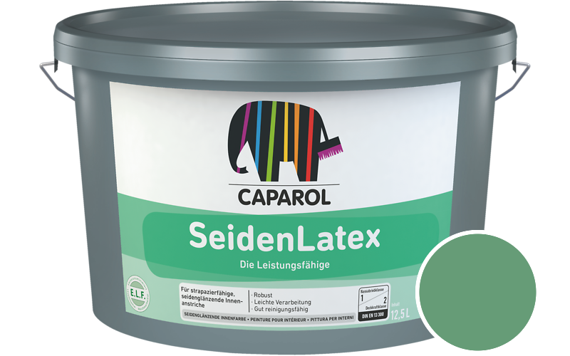 Caparol SeidenLatex 2,5L Latexfarbe / Getnt im Farbton Malachit 105