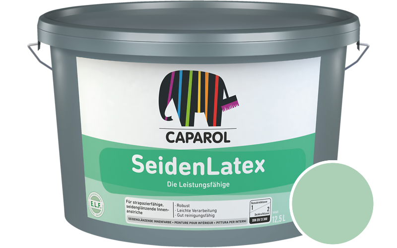 Caparol SeidenLatex 5L Latexfarbe / Getnt im Farbton Malachit 115