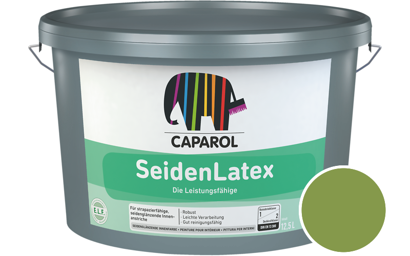Caparol SeidenLatex 5L Latexfarbe / Getnt im Farbton Moos 95