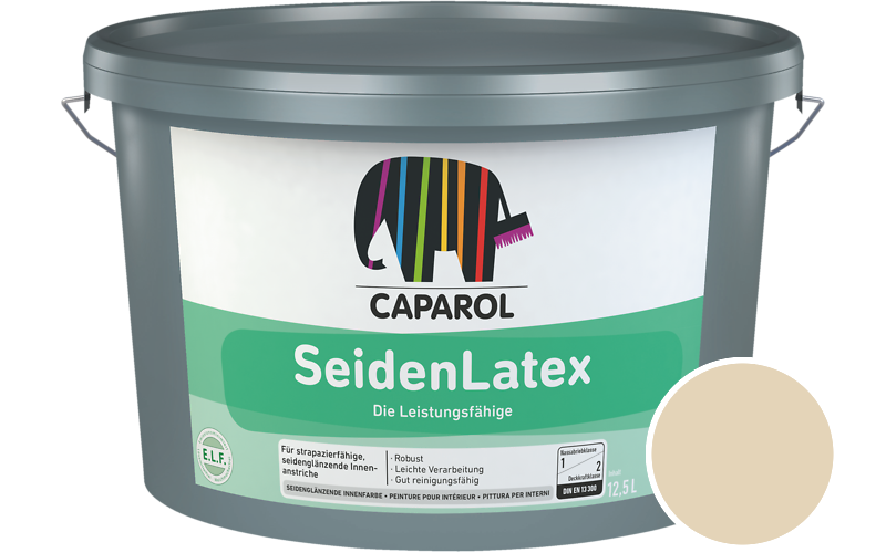 Caparol SeidenLatex 2,5L Latexfarbe / Getnt im Farbton RAL 1015 Hellelfenbein