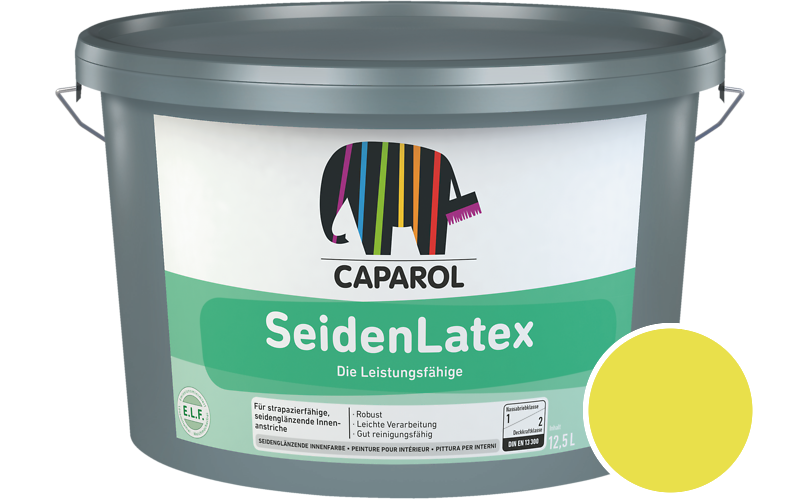 Caparol SeidenLatex 5L Latexfarbe / Getnt im Farbton RAL 1016 Schwefelgelb