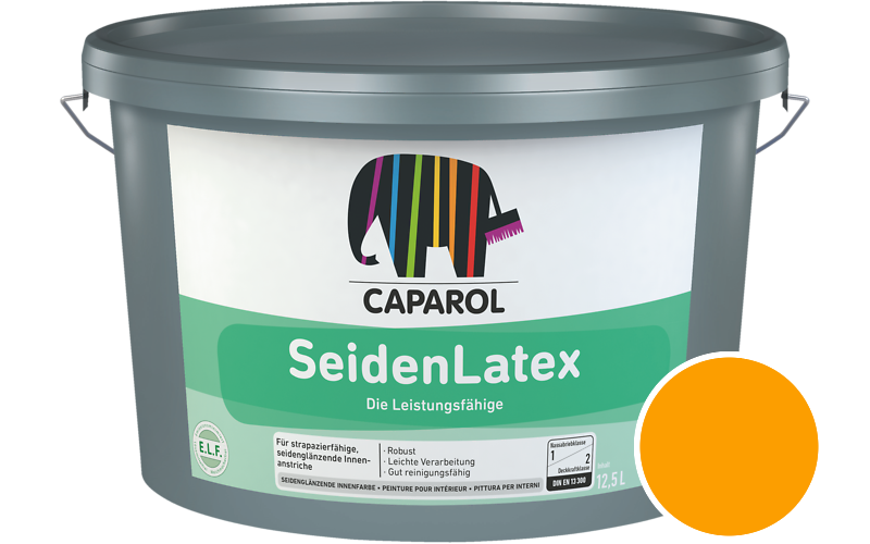 Caparol SeidenLatex 2,5L Latexfarbe / Getnt im Farbton RAL 1028 Melonengelb