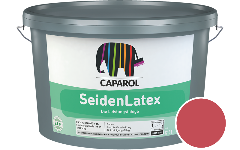 Caparol SeidenLatex 5L Latexfarbe / Getnt im Farbton RAL 3018 Erdbeerrot