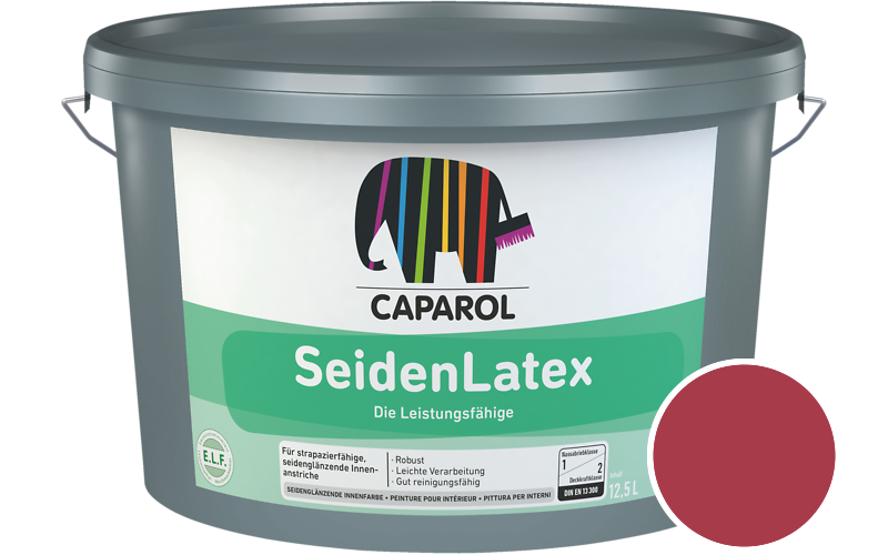 Caparol SeidenLatex 12,5L Latexfarbe / Getnt im Farbton RAL 3027 Himbeerrot