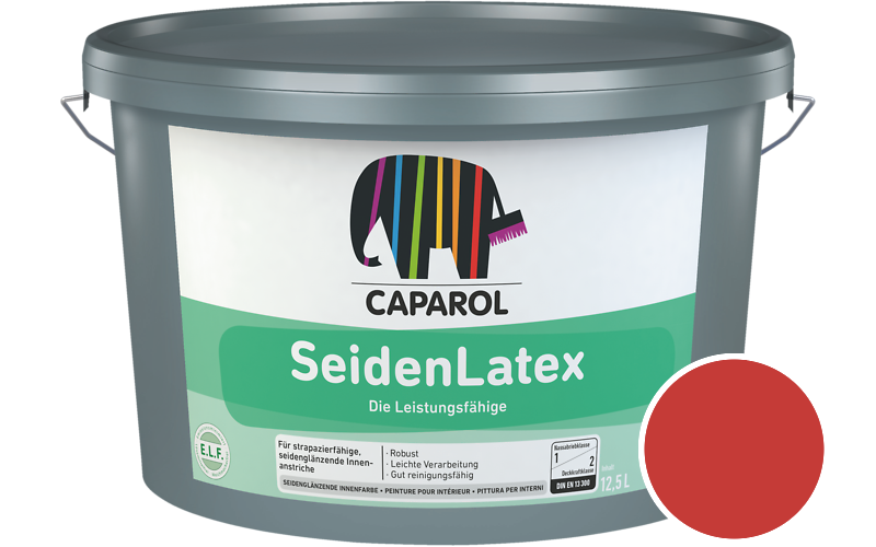 Caparol SeidenLatex 5L Latexfarbe / Getnt im Farbton RAL 3028 Reinrot