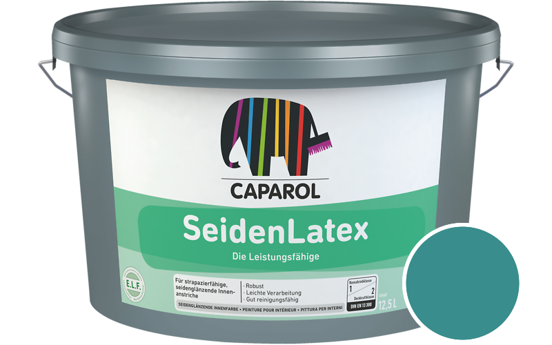 Caparol SeidenLatex 5L Latexfarbe / Getnt im Farbton RAL 5018 Tuerkisblau