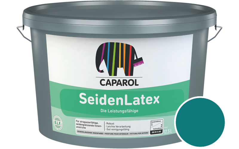 Caparol SeidenLatex 2,5L Latexfarbe / Getnt im Farbton RAL 5021 Wasserblau