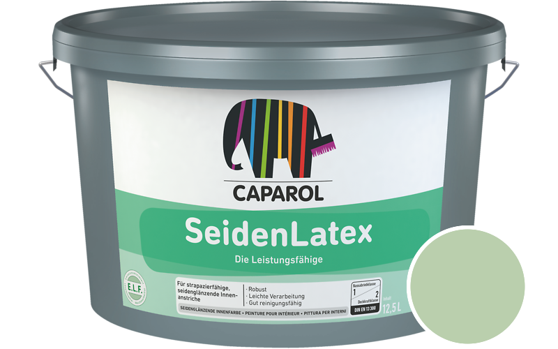 Caparol SeidenLatex 2,5L Latexfarbe / Getnt im Farbton RAL 6019 Weissgrn